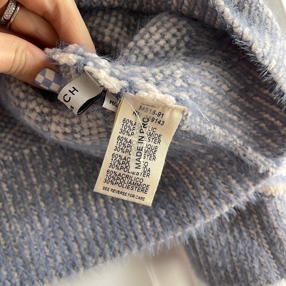 FRNCH Periwinkle Blue Chenille Chevron Print Cardigan - M/L - Picture 4 of 5